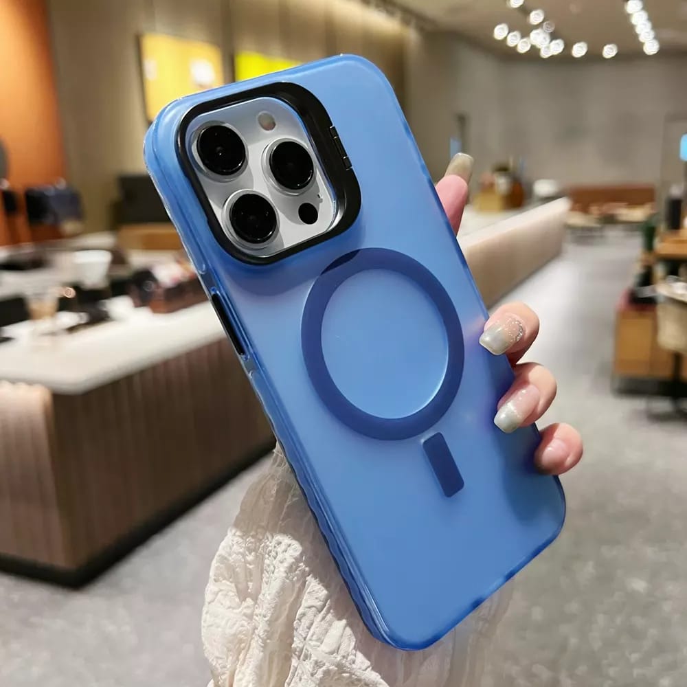 Coque transparente wireless pour iPhone avec support d’objectif d’appareil photo