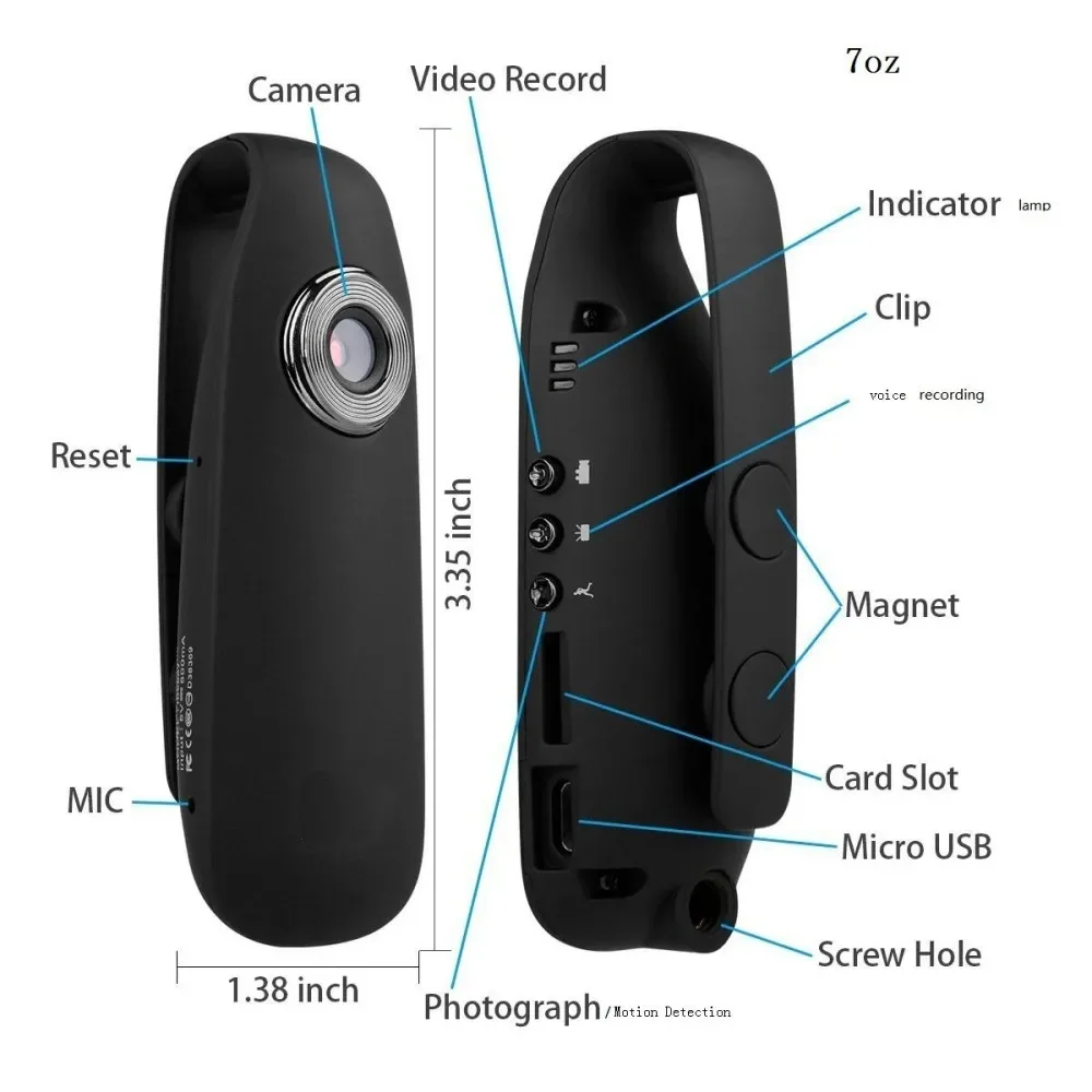 Petite Caméra avec Audio Vidéo Enregistrement en Boucle