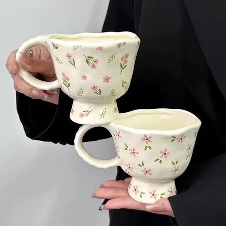 مج هاند ميد مع قاعدة نقشة وردية