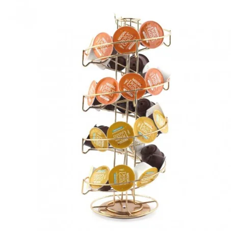 حامل كبسولات حلزوني دوار ذهبي - 40 كبسولة