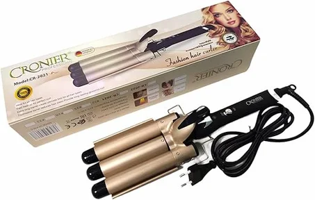 مكواة تمويج شعر احترافية ثلاثية البراميل سيراميك-Cronier Hair Waver