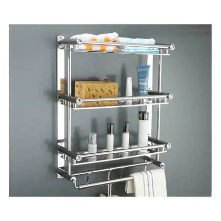 حامل مناشف حمام من الفولاذ المقاوم للصدأ رف معلق على الحائط