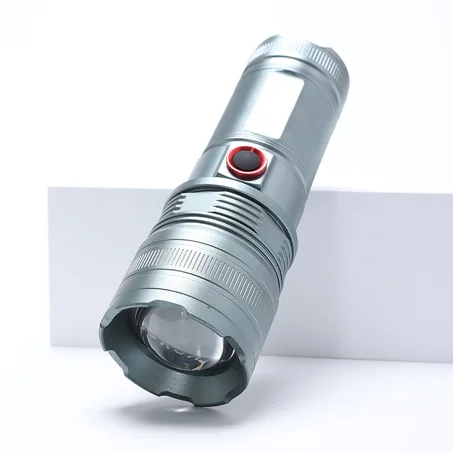 Lampe de Poche LED Rechargeable par USB à Haute Puissance, Longue Portée de 2500m, Zoom, Torche de Pêche, d