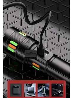 Lampe de Poche LED Rechargeable par USB à Haute Puissance, Longue Portée de 2500m, Zoom, Torche de Pêche, d