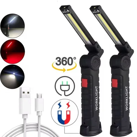 Lampe de Travail LED COB Rechargeable & Magnétique – Flexible à 360°