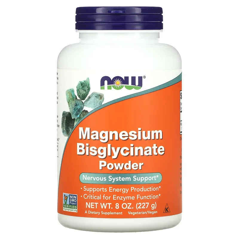 Magnesium bisglycinate Maroc NOW Foods Poudre de bisglycinate de magnésium