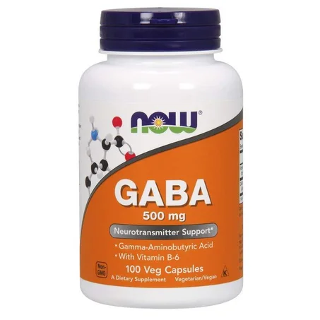 NOW Foods GABA Maroc  et vitamine B6 500 mg 100 capsules végétales