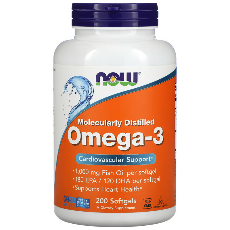 Oméga 3 Maroc 180 mg EPA/120 mg de DHA 200 capsules Now FOODS