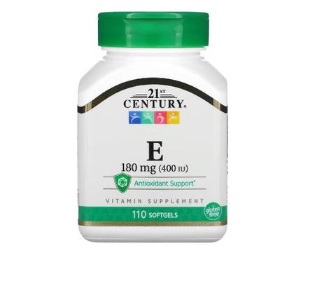 Vitamine E 180 mg (400 UI) 110 capsules à enveloppe molle - 21st Century