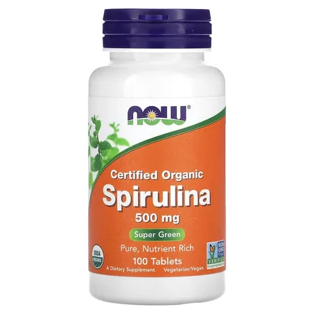 Spiruline Maroc 500 mg certifiée biologique 100 comprimés NOW FOODS