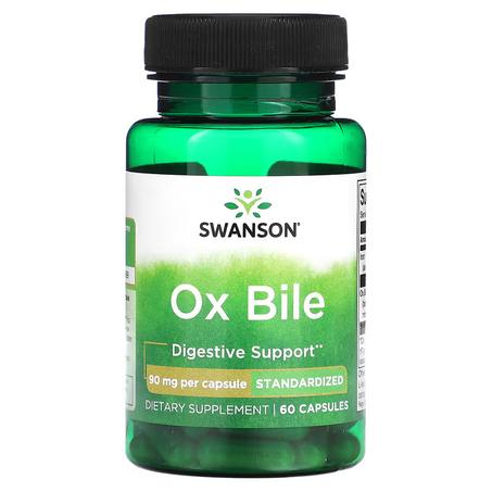 Swanson Ox Bile Maroc Bile de Boeuf 90 mg 60 capsules Sels Vésicule Biliaire