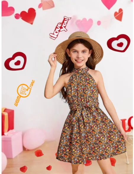 فستان برسن زهر ديزي حزام بنات