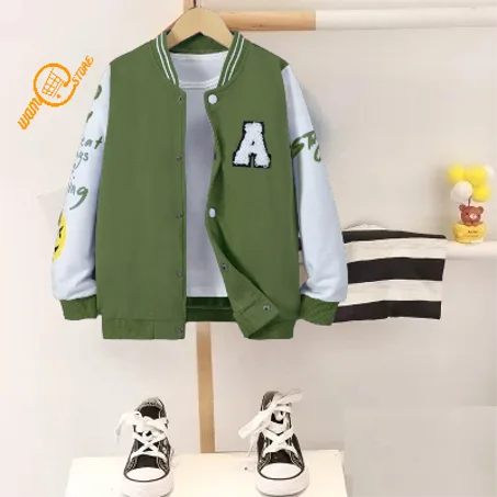 سترة الكلية بجرافيك شعار ورسوم كارتون بدون تي شيرت اولاد