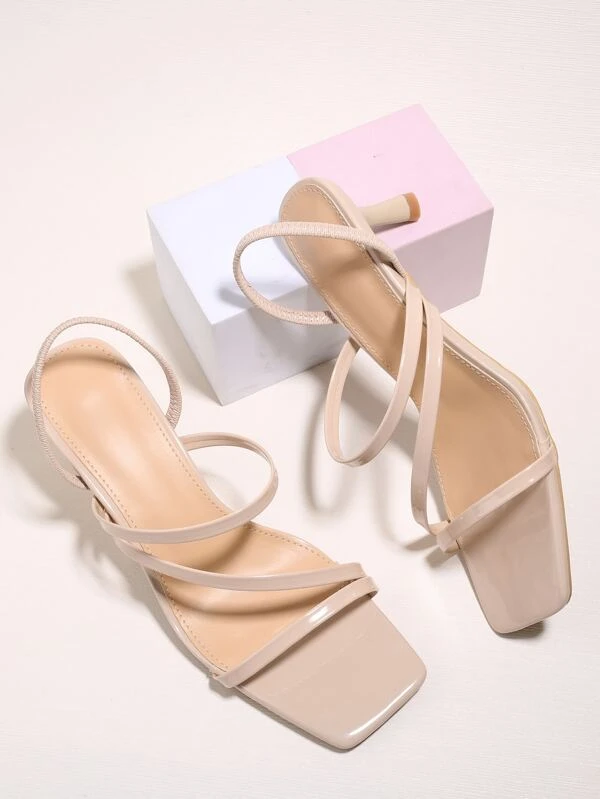 صنادل بحزام خلفي حزام سميك كعب عالي