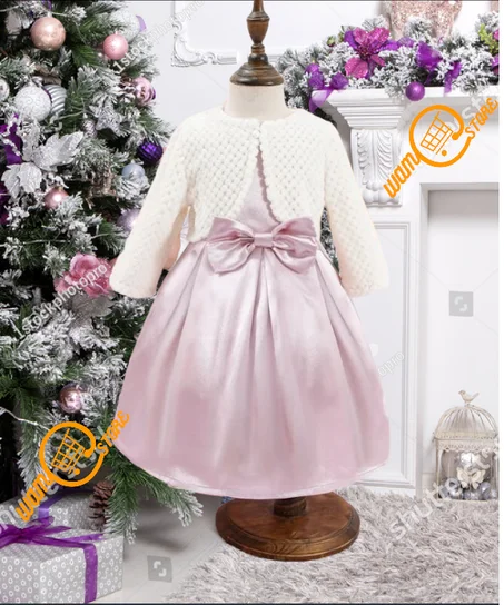 للبنات الصغار فستان ليلي عقدة الفراشة أمامية و جاكيت