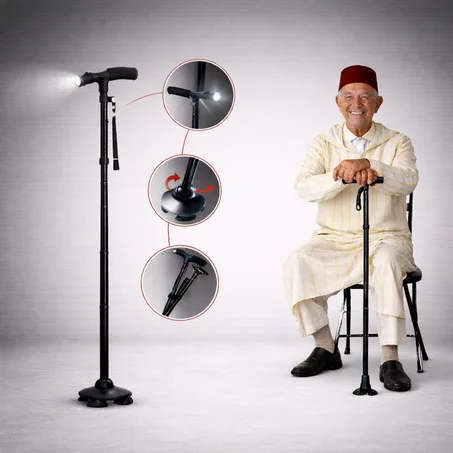 العصا القابلة للطي والمزودة بإضاءة