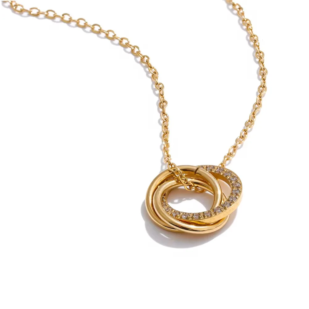 Cubic Zircon Circle Pendant Necklace