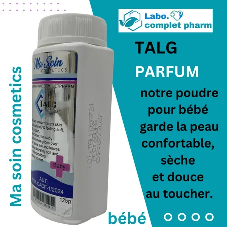 TALG PARFUM poudre pour bébé garde la peau confortable, sèche et douce au toucher.