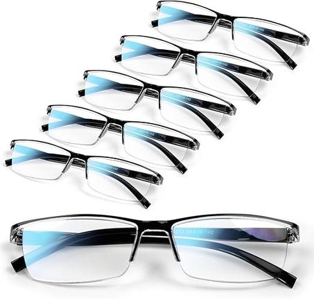 Gaoye 6 lentes de lectura para hombre, con bloqueo de luz azul irrompible, para lectura de computadora, para mujeres, con aumento de visión clara