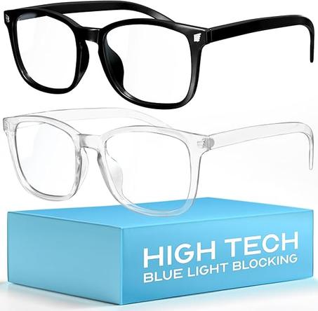 Livho - Paquetes de 2 lentes de bloqueo de luz azul para computadora, lectura, juegos, televisión, teléfonos, lentes para mujeres y hombres, antifatiga visual y antirreflejos UV