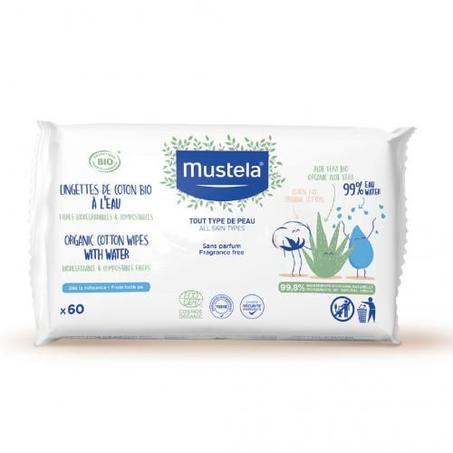 Mustela Lingettes de Coton Bio à l'Eau certifiées BIO