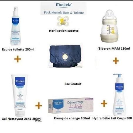 Mustela pack bébé Mustela : Les essentiels pour une nouvelle maman -sac avec 6 pieces et sac + tapis de change
