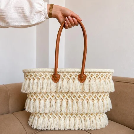 Panier de plage pompon