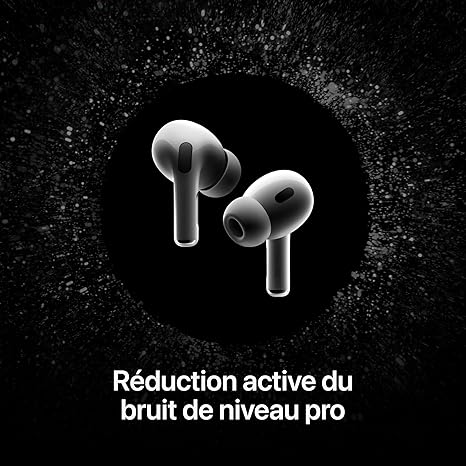 Apple AirPods Pro 2 Écouteurs sans Fil, Casques et écouteurs Bluetooth, Réduction Active du Bruit, Appareil auditif, Mode Transparence, Audio Spatial personnalisé, Son Haute-fidélité, Recharg