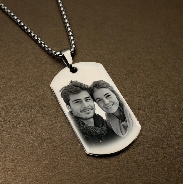 Collier avec Photo et Message Personnalisé, Pendentif, Porte-clés, Étiquette de Chien, Gravé, Cadeaux de Noël