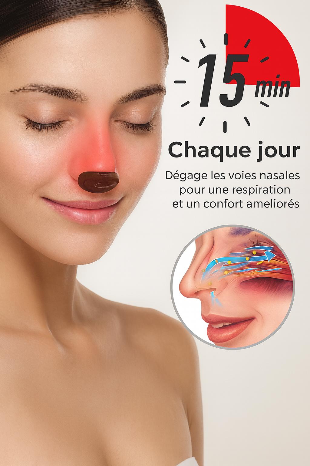 Appareil de Thérapie Nasale à Lumière Rouge Sans Fil — Dispositif à Basse Impulsion pour Améliorer la Ventilation Nasale et Soulager la Rhinite