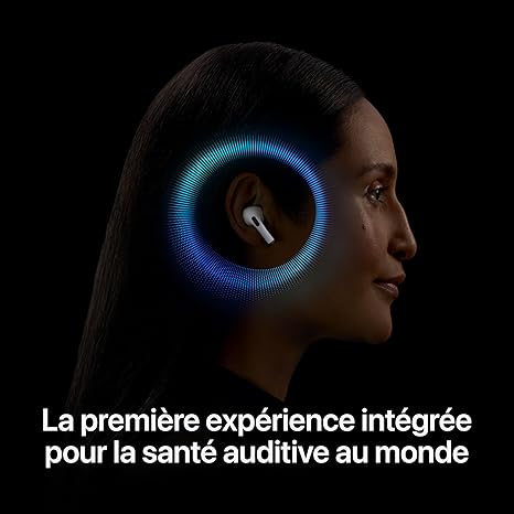 Apple AirPods Pro 2 Écouteurs sans Fil, Casques et écouteurs Bluetooth, Réduction Active du Bruit, Appareil auditif, Mode Transparence, Audio Spatial personnalisé, Son Haute-fidélité, Recharg