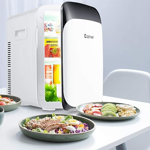 Mini Frigo 15L Mini Réfrigérateur 2 en 1 Fonction de Refroidissement et de Chauffage, Température -3 ℃ ~ 50 ℃, Frigo Portable 76 KWh/an pour Maison/Voiture