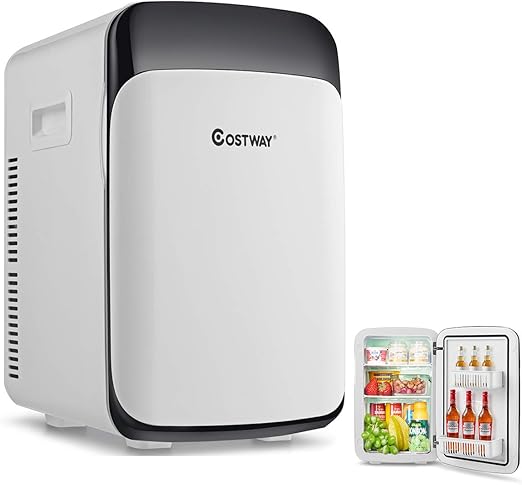 Mini Frigo 15L Mini Réfrigérateur 2 en 1 Fonction de Refroidissement et de Chauffage, Température -3 ℃ ~ 50 ℃, Frigo Portable 76 KWh/an pour Maison/Voiture