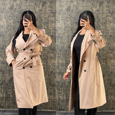 MANT TRENCH MAXI JASNY BEŻ