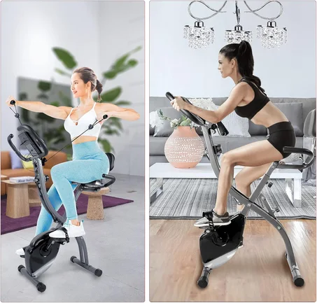 Vélo d'exercice Vélo stationnaire, vélo d'intérieur pliable ultra-silencieux avec 8 niveaux