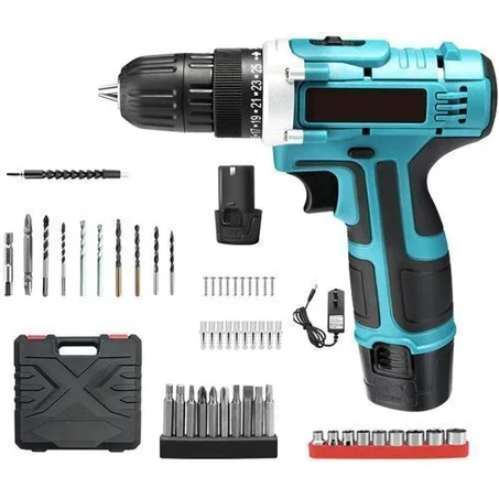 Perceuse Visseuse Sans Fil Rechargeable + 2 Batteries 21v - Bleu
