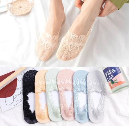 Chaussettes amour en dentelle respirantes, douces, fines, courtes, couleur cœur d'amour