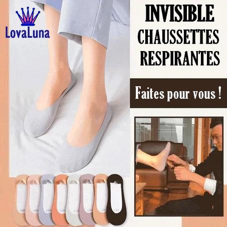 🍀Pack 6 (4+2 Offerte) Chaussettes  invisibles antidérapantes en soie glacée 🍀