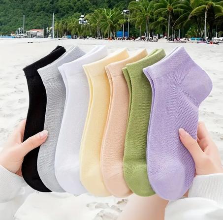 🌺Nouveauté 2025 Hot Sale 🌺Pack 5+5 Chaussettes doux Offertes respirantes et anti-odeur 🍉Pastel & Confort pour vos journées d'été🌞