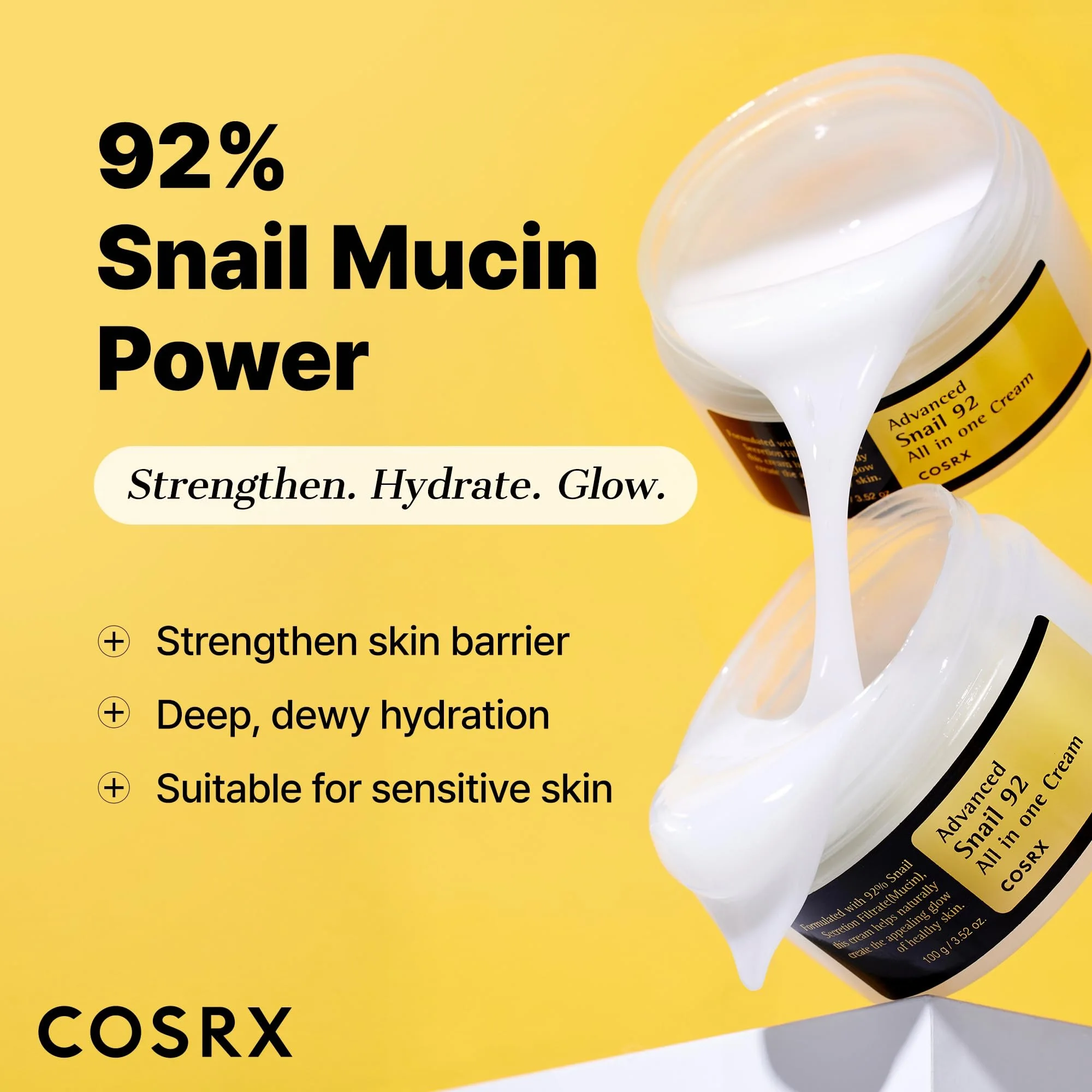 كريم COSRX Snail 92 – كريم الترطيب والإصلاح بخلاصة الحلزون