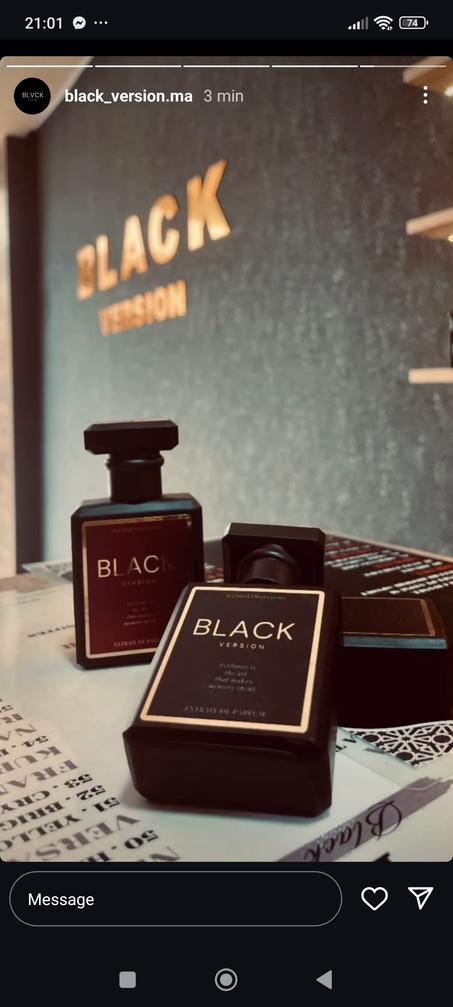 ✨ عطر Black Version – الجاذبية المطلقة! ✨  اكتشفوا سحر الفخامة مع عطر Black Version، الذي يجمع بين الأناقة والغموض في زجاجة واحدة. إنه الاختيار المثالي للرجل الذي يترك بصمة لا تُنسى أينما حلّ