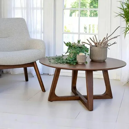 Table basse ronde moderne en bois