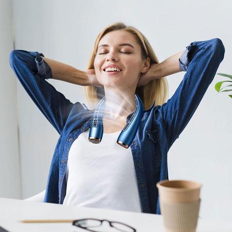 مروحة تبريد للعنق بـ3 سرعات – بطارية قابلة لإعادة الشحن وتصميم مريح للاستخدام اليومي