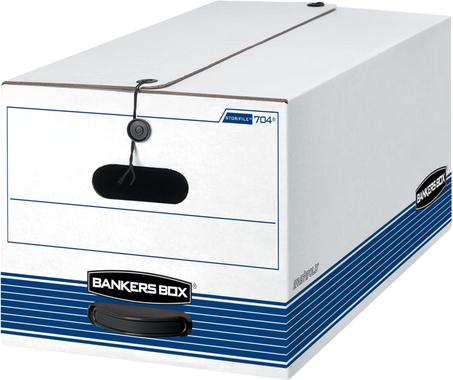 Bankers Box – Stor/File Cajas, Carta, 500 Lb, 12"x24"x10," 12/CT, color blanco, se vende como 1 caja de cartón, Fel 00704