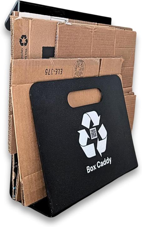 Box Caddy - Organizador de reciclaje de cartón. La solución definitiva para almacenar, transportar y reciclar tu cartón. Elimina el desorden de cartón. (negro/blanco)