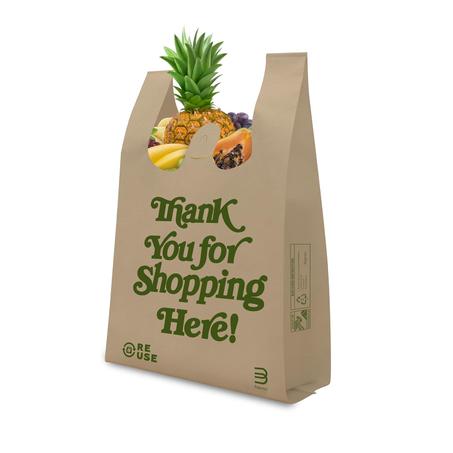 Paquete de 300 bolsas de compras reutilizables de 12.5 x 21.5 pulgadas, bolsas de comestibles ecológicas no tejidas, camisetas beige