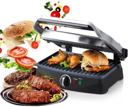 شواية كهربائية داخلية بغطاء من الفولاذ المقاوم للصدأ