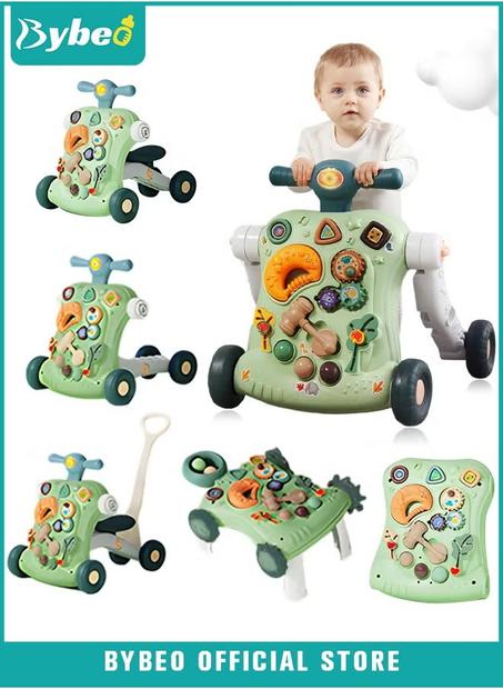 مشاية أطفال 6 في 1 مع مركز نشاط وطاولة تعليمية تفاعلية وعربة دفع