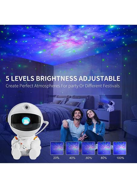 مشروع مصباح النجوم على شكل رائد فضاء مع تأثيرات سحابية نيون متغيرة الألوان