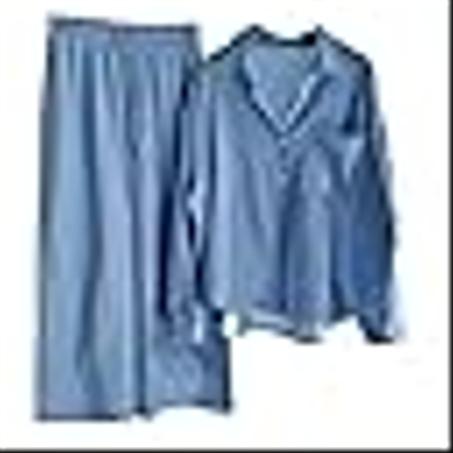 قميص كتان بأزرار سفلية وسروال بأرجل واسعة للنساء من بيرالست